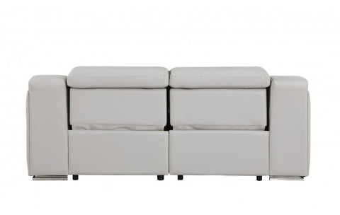 1116 DivanItalia LIght Grey Top Grain Italian Leather Loveseat with Power HeadrestModel:  1116-LT_GREY-2.2-HT