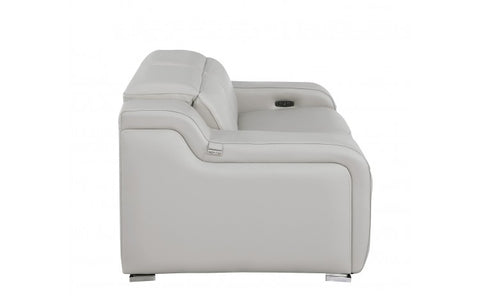 1116 DivanItalia LIght Grey Top Grain Italian Leather Loveseat with Power HeadrestModel:  1116-LT_GREY-2.2-HT