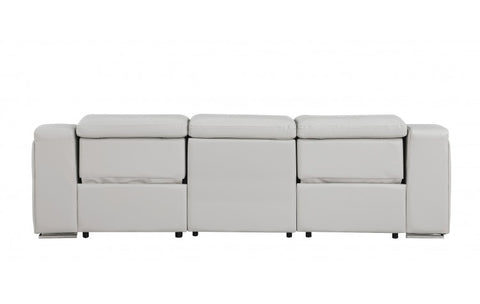 1116 DivanItalia LIght Grey Top Grain Italian Leather Power Reclining Sofa with Dual Recliners and Power HeadrestsModel:  1116-LT_GREY-3.2-S-HT