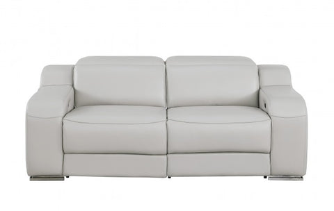 1116 DivanItalia LIght Grey Modular Power Reclining Sofa and Loveseat Set – Top Grain Italian Leather with Power HeadrestsModel:  1116-LT_GREY-5.4-HT-2PC