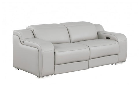 1116 DivanItalia LIght Grey Modular Power Reclining Sofa and Loveseat Set – Top Grain Italian Leather with Power HeadrestsModel:  1116-LT_GREY-5.4-HT-2PC