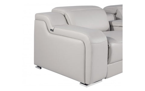1116 DivanItalia Light Grey Top-Grain Italian Leather 7-Piece Sectional with 3 Power Reclining Seats & Power HeadrestModel:  1116-LT_GRAY-3PWR-7PC