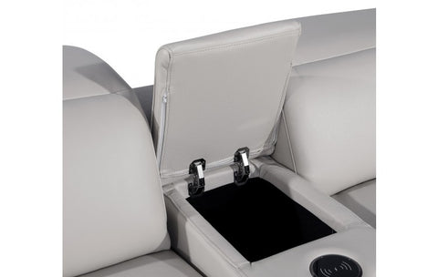 1116 DivanItalia Light Gray Modular Power Reclining Loveseat with Power HeadrestModel:  1116-LT_GREY-3.2-HT