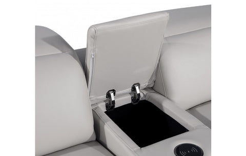 1116 DivanItalia Light Grey Top-Grain Italian Leather 7-Piece Sectional with 3 Power Reclining Seats & Power HeadrestModel:  1116-LT_GRAY-3PWR-7PC