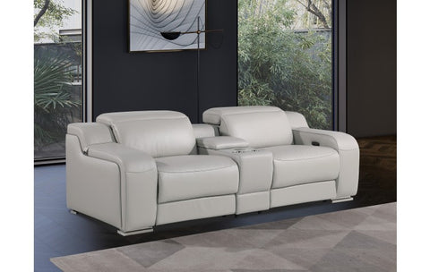 1116 DivanItalia Light Gray Modular Power Reclining Loveseat with Power HeadrestModel:  1116-LT_GREY-3.2-HT