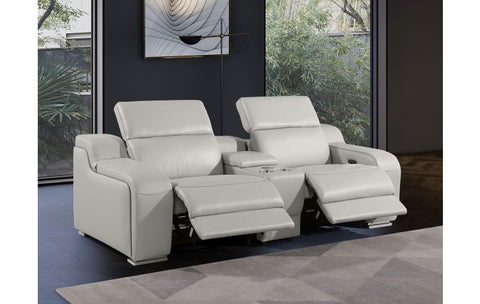 1116 DivanItalia Light Gray Modular Power Reclining Loveseat with Power HeadrestModel:  1116-LT_GREY-3.2-HT