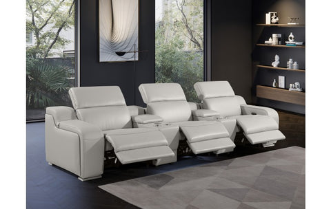 1116 DivanItalia Light Gray 5-Piece Power Reclining Sofa with Power Headrest in Top Grain Italian LeatherModel:  1116-LT_GREY-5.3-HT