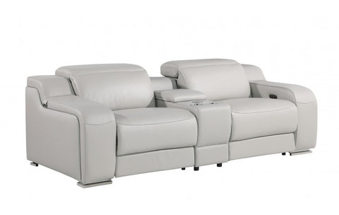 1116 DivanItalia Light Gray Modular Power Reclining Loveseat with Power HeadrestModel:  1116-LT_GREY-3.2-HT