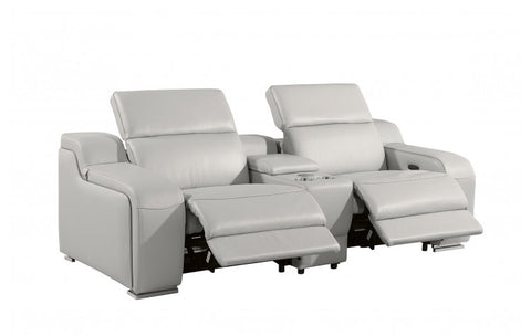 1116 DivanItalia Light Gray Modular Power Reclining Loveseat with Power HeadrestModel:  1116-LT_GREY-3.2-HT