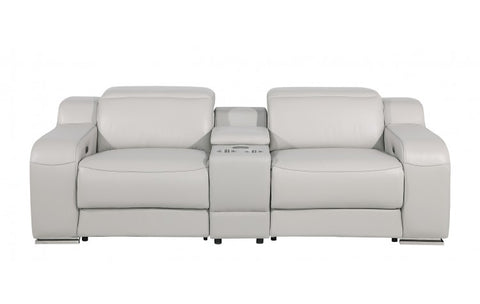 1116 DivanItalia Light Gray Modular Power Reclining Loveseat with Power HeadrestModel:  1116-LT_GREY-3.2-HT