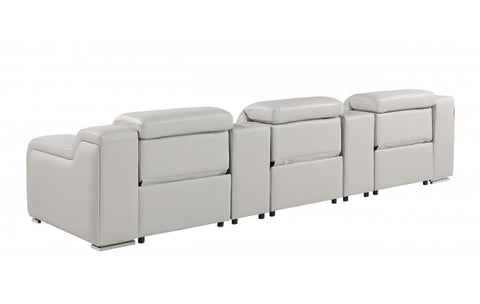 1116 DivanItalia Light Gray 5-Piece Power Reclining Sofa with Power Headrest in Top Grain Italian LeatherModel:  1116-LT_GREY-5.3-HT