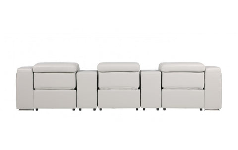 1116 DivanItalia Light Gray 5-Piece Power Reclining Sofa with Power Headrest in Top Grain Italian LeatherModel:  1116-LT_GREY-5.3-HT