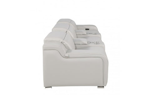 1116 DivanItalia Light Gray 5-Piece Power Reclining Sofa with Power Headrest in Top Grain Italian LeatherModel:  1116-LT_GREY-5.3-HT