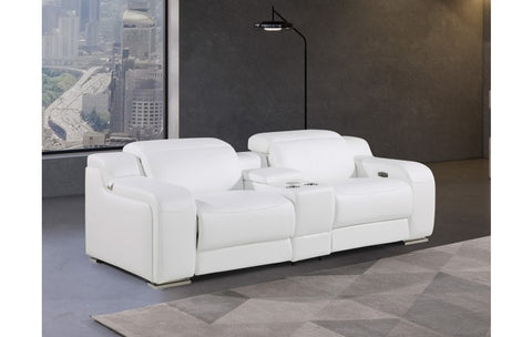 1116 DivanItalia White Modular Power Reclining Loveseat with Power HeadrestModel:  1116-WHITE-3.2-HT