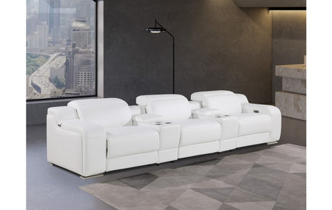 1116 DivanItalia White 5-Piece Power Reclining Sofa with Power Headrest in Top Grain Italian LeatherModel:  1116-WHITE-5.3-HT