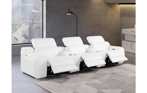 1116 DivanItalia White 5-Piece Power Reclining Sofa with Power Headrest in Top Grain Italian LeatherModel:  1116-WHITE-5.3-HT
