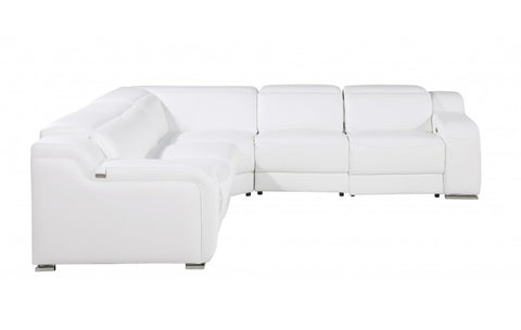 1116 DivanItalia White Top-Grain Italian Leather 5-Piece Sectional with 3 Power Reclining Seats & Power HeadrestModel:  1116-WHITE-3PWR-5PC