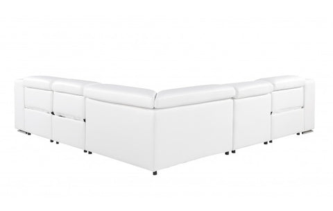 1116 DivanItalia White Top-Grain Italian Leather 5-Piece Sectional with 3 Power Reclining Seats & Power HeadrestModel:  1116-WHITE-3PWR-5PC