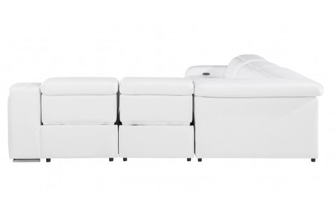 1116 DivanItalia White Top-Grain Italian Leather 5-Piece Sectional with 3 Power Reclining Seats & Power HeadrestModel:  1116-WHITE-3PWR-5PC