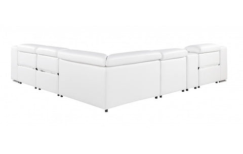 1116 DivanItalia White Top-Grain Italian Leather 6-Piece Sectional with 3 Power Reclining Seats & Power HeadrestModel:  1116-WHITE-3PWR-6PC