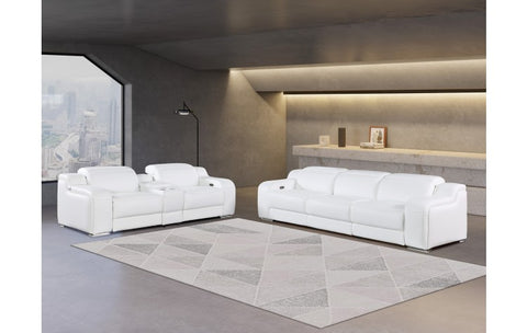1116 DivanItalia White 6-Piece Modular Power Reclining Sofa and Loveseat Set with Power Headrests - Top Grain Italian LeatherModel:  1116-WHITE-6.5-HT