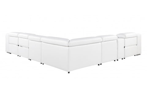 1116 DivanItalia White Top-Grain Italian Leather 7-Piece Sectional with 3 Power Reclining Seats & Power HeadrestModel:  1116-WHITE-3PWR-7PC