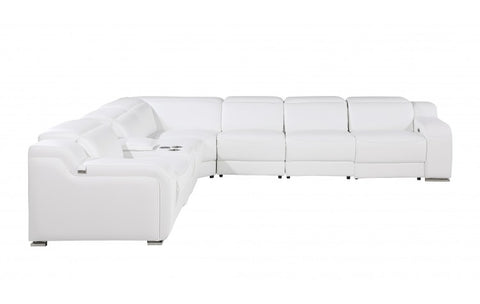 1116 DivanItalia White Top-Grain Italian Leather 7-Piece Sectional with 4 Power Reclining Seats & Power HeadrestModel:  1116-WHITE-4PWR-7PC