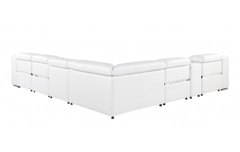 1116 DivanItalia White Top-Grain Italian Leather 7-Piece Sectional with 4 Power Reclining Seats & Power HeadrestModel:  1116-WHITE-4PWR-7PC