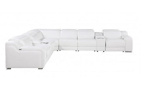 1116 DivanItalia White Top-Grain Italian Leather 8-Piece Sectional with 3 Power Reclining Seats & Power HeadrestModel:  1116-WHITE-3PWR-8PC