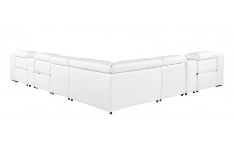 1116 DivanItalia White Top-Grain Italian Leather 8-Piece Sectional with 3 Power Reclining Seats & Power HeadrestModel:  1116-WHITE-3PWR-8PC