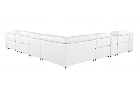 1116 DivanItalia White 8-Piece Sectional with 4 Power Recliners and Power HeadrestsModel:  1116-WHITE-4PWR-8PC