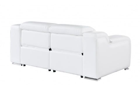 1116 DivanItalia White Top Grain Italian Leather Loveseat with Power HeadrestModel:  1116-WHITE-2.2-HT