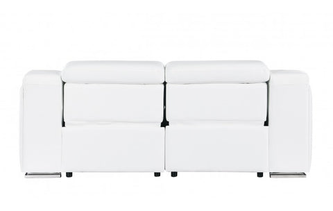 1116 DivanItalia White Top Grain Italian Leather Loveseat with Power HeadrestModel:  1116-WHITE-2.2-HT