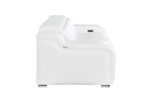 1116 DivanItalia White Top Grain Italian Leather Loveseat with Power HeadrestModel:  1116-WHITE-2.2-HT