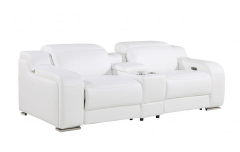 1116 DivanItalia White Modular Power Reclining Loveseat with Power HeadrestModel:  1116-WHITE-3.2-HT