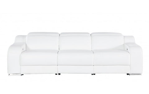 1116 DivanItalia White Top Grain Italian Leather Power Reclining Sofa with Dual Recliners and Power HeadrestsModel:  1116-WHITE-3.2-S-HT