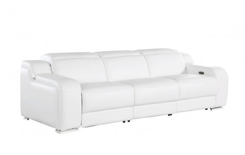 1116 DivanItalia White Top Grain Italian Leather Power Reclining Sofa with Dual Recliners and Power HeadrestsModel:  1116-WHITE-3.2-S-HT