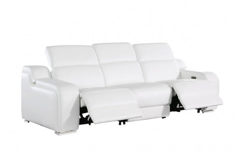 1116 DivanItalia White Top Grain Italian Leather Power Reclining Sofa with Dual Recliners and Power HeadrestsModel:  1116-WHITE-3.2-S-HT