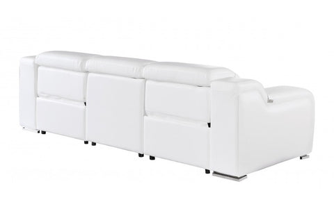 1116 DivanItalia White Top Grain Italian Leather Power Reclining Sofa with Dual Recliners and Power HeadrestsModel:  1116-WHITE-3.2-S-HT