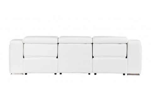 1116 DivanItalia White Top Grain Italian Leather Power Reclining Sofa with Dual Recliners and Power HeadrestsModel:  1116-WHITE-3.2-S-HT