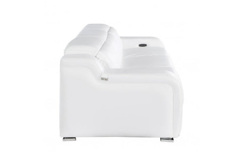 1116 DivanItalia White Top Grain Italian Leather Power Reclining Sofa with Dual Recliners and Power HeadrestsModel:  1116-WHITE-3.2-S-HT