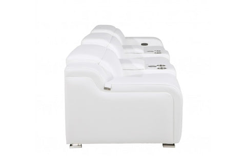 1116 DivanItalia White 5-Piece Power Reclining Sofa with Power Headrest in Top Grain Italian LeatherModel:  1116-WHITE-5.3-HT