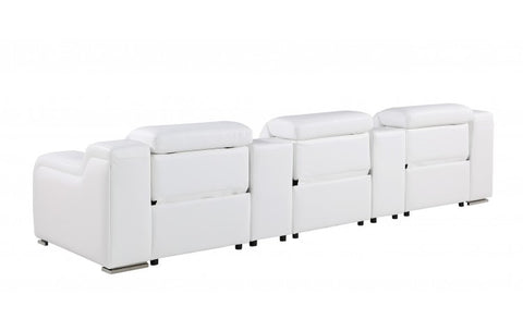 1116 DivanItalia White 5-Piece Power Reclining Sofa with Power Headrest in Top Grain Italian LeatherModel:  1116-WHITE-5.3-HT