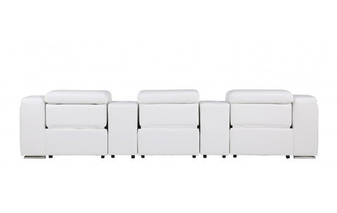 1116 DivanItalia White 5-Piece Power Reclining Sofa with Power Headrest in Top Grain Italian LeatherModel:  1116-WHITE-5.3-HT