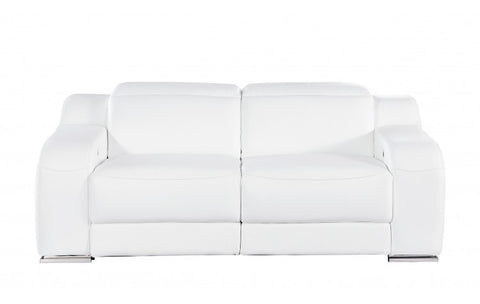 1116 DivanItalia White Modular Power Reclining Sofa and Loveseat Set – Top Grain Italian Leather with Power HeadrestsModel:  1116-WHITE-5.4-HT-2PC