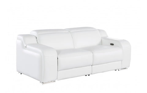 1116 DivanItalia White Modular Power Reclining Sofa and Loveseat Set – Top Grain Italian Leather with Power HeadrestsModel:  1116-WHITE-5.4-HT-2PC