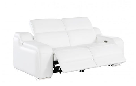1116 DivanItalia White Modular Power Reclining Sofa and Loveseat Set – Top Grain Italian Leather with Power HeadrestsModel:  1116-WHITE-5.4-HT-2PC