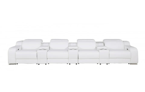 1116 DivanItalia White 7-Piece Power Reclining Sofa with Power Headrest in Top Grain Italian LeatherModel:  1116-WHITE-S-7.4-HT