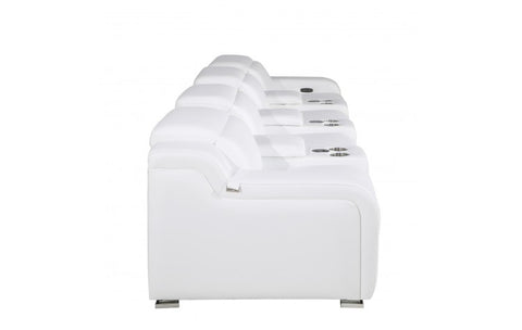 1116 DivanItalia White 7-Piece Power Reclining Sofa with Power Headrest in Top Grain Italian LeatherModel:  1116-WHITE-S-7.4-HT