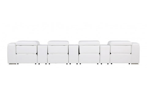 1116 DivanItalia White 7-Piece Power Reclining Sofa with Power Headrest in Top Grain Italian LeatherModel:  1116-WHITE-S-7.4-HT